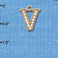 C3857 tlf - Swarovski Crystal - V - Beaded Border - Gold Charm