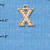 C3859 tlf - Swarovski Crystal - X - Beaded Border - Gold Charm