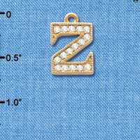 C3861 tlf - Swarovski Crystal - Z - Beaded Border - Gold Charm