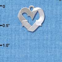 C3870 tlf - Silver Recycle Arrow Heart - Silver Charm 