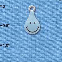 C3877 tlf - Blue Water Drop - 2 Sided - Silver Charm 