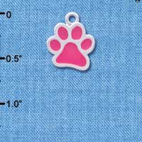 C3888 tlf - Medium Translucent Pink Paw - 2 Sided - Silver Charm 