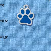 C3890 tlf - Medium Translucent Royal Blue Paw - 2 Sided - Silver Charm 