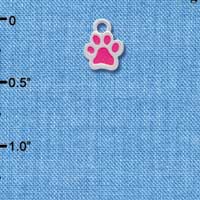 C3894 tlf - Mini Translucent Pink Paw - 2 Sided - Silver Charm 
