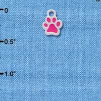 C3894 tlf - Mini Translucent Pink Paw - 2 Sided - Silver Charm 