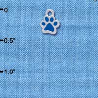 C3896 tlf - Mini Translucent Royal Blue Paw - 2 Sided - Silver Charm 