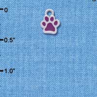 C3898 tlf - Mini Translucent Purple Paw - 2 Sided - Silver Charm 