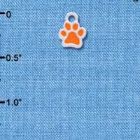 C3899 tlf - Mini Translucent Orange Paw - 2 Sided - Silver Charm 