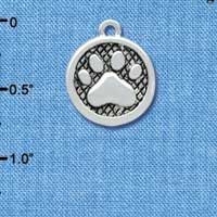 C3902 tlf - Paw in Circle - 2 Sided - Silver Charm 