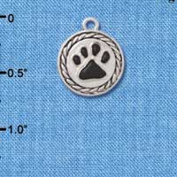 C3904 tlf - Black Paw in Rope Border - Silver Charm 
