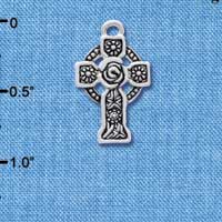 C3905 tlf - Large Silver Celtic Cross - Silver Charm 