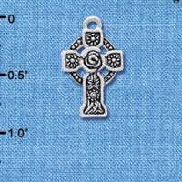 C3905 tlf - Large Silver Celtic Cross - Silver Charm 