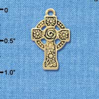 C3906 tlf - Large Gold Celtic Cross - Gold Charm 