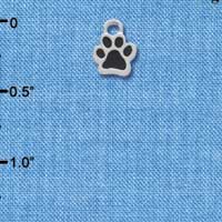 C3907 tlf - Mini Black Paw - 2 Sided - Silver Charm 