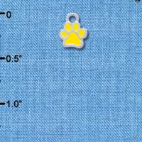 C3910 tlf - Mini Translucent Yellow Paw - 2 Sided - Silver Charm 