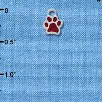 C3911 tlf - Mini Translucent Maroon Paw - 2 Sided - Silver Charm 