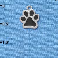 C3912 tlf - Medium Black Paw - 2 Sided - Silver Charm 