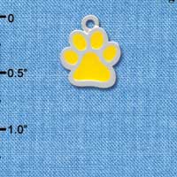 C3915 tlf - Medium Translucent Yellow Paw - 2 Sided - Silver Charm 