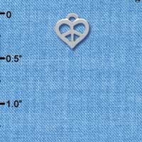 C3930 tlf - Mini Silver Heart Peace Sign - Silver Charm