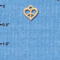 C3931 tlf - Mini Gold Heart Peace Sign - Gold Charm
