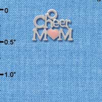 C3948 tlf - Cheer Mom with Pink Heart - Silver Charm