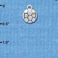 C3967 tlf - Small Silver 2-D Soccerball with a AB Swarovski Crystal - Silver Charm