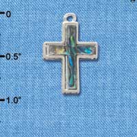 C3968 tlf - Abalone Shell 2-D Cross - Silver Charm