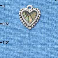 C3969 tlf - Abalone Shell 2-D Heart - Silver Charm