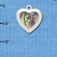 C3970 tlf - Abalone Shell Heart - Silver Charm