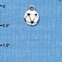 C3974 tlf - Mini Enamel Soccerball - 2 Sided - Im. Rhodium Charm