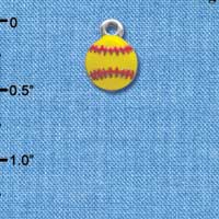 C3976 tlf - Mini Enamel Softball - 2 Sided - Im. Rhodium Charm