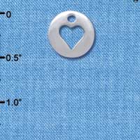 C4021 tlf - Silver Pebble with Heart Cutout - Im. Rhodium Charm