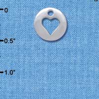 C4021 tlf - Silver Pebble with Heart Cutout - Im. Rhodium Charm
