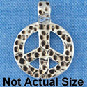 C4022 tlf - Medium Pounded Metal Peace Sign - Silver Pendant