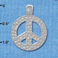 C4023 tlf - Large Pounded Metal Peace Sign - Silver Pendant