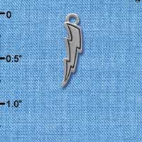 C4028 tlf - Silver 2-D Lightning Bolt - Im. Rhodium Charm