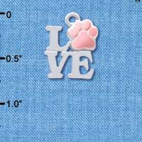 C4045 tlf - Silver Love with Pink Paw - Silver Charm