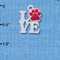 C4046 tlf - Silver Love with Red Paw - Silver Charm