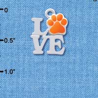 C4047 tlf - Silver Love with Orange Paw - Silver Charm