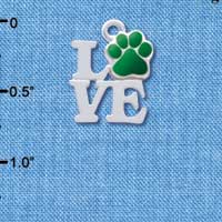 C4049 tlf - Silver Love with Green Paw - Silver Charm