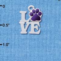 C4052 tlf - Silver Love with Purple Paw - Silver Charm