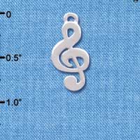 C4063 tlf - Silver Rounded Clef Music Note - Silver Plated Charm