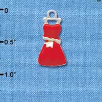 C4084 tlf - Red Dress - Silver Plated Charm