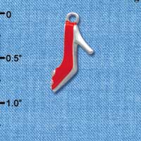 C4086+ tlf - Red High Heel Shoe - Silver Plated Charm