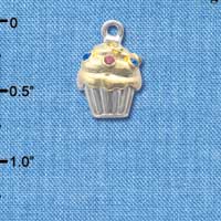 C4143 tlf - Two Tone Cupcake with Swarovski Crystal Sprinkles - Im. Rhodium & Gold Plated Charm