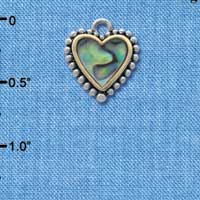 C4147+ tlf - Two Tone Shell Heart with Beaded Border - Im. Rhodium & Gold Plated Charm