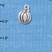 C4177 tlf - Small Silver Pumpkin - Silver Plated Charm