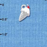 C4180 tlf - 3-D Vanilla Ice Cream Cone with Cherry - Silver Plated Charm