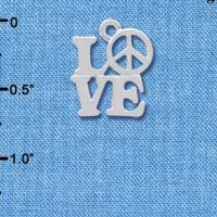 C4182 tlf - Love with Peace Sign - Silver Plated Charm