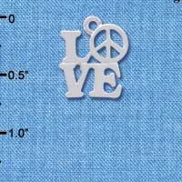 C4182 tlf - Love with Peace Sign - Silver Plated Charm